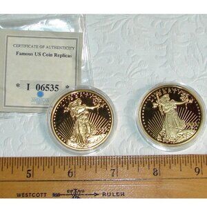 1933 Gold Double Eagle Proof Fantasy COIN Lot of 2: 24KT Gold Layered w/COA